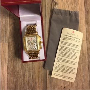Michele Gold Diamond Deco Watch